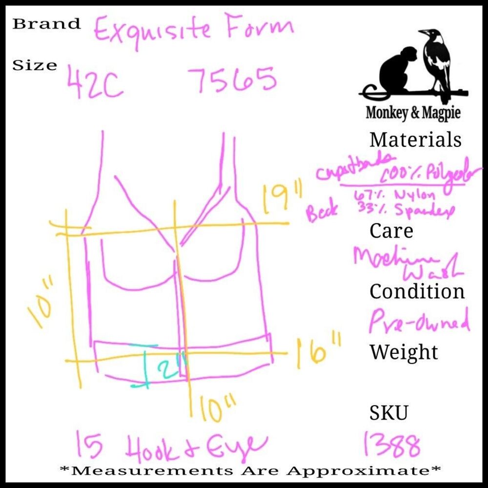 Exquisite Form 42C Bra Ful-Ly 7565 White Longline Wireless Front Closure Boning - Picture 8 of 11